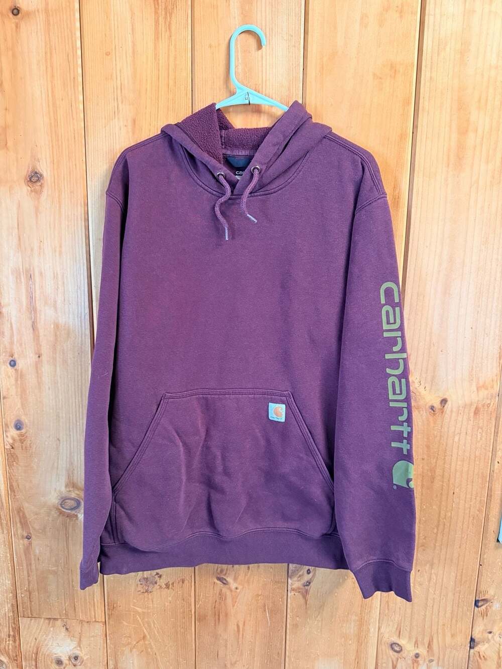 Carhartt Loose Fit Sleeve Logo Hoodie Sweatshirt Burgundy maroon Size L
